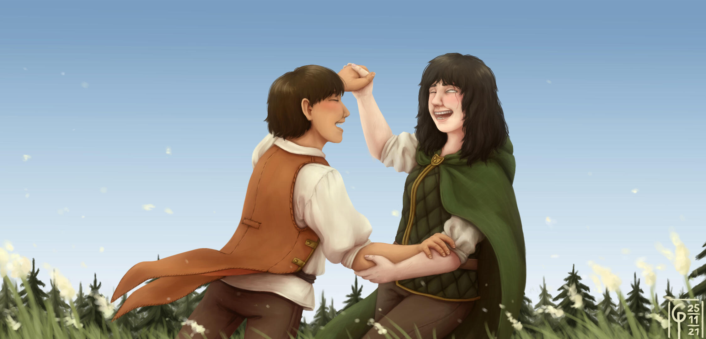 Original Characters Quinn and Hedwig dancing happily